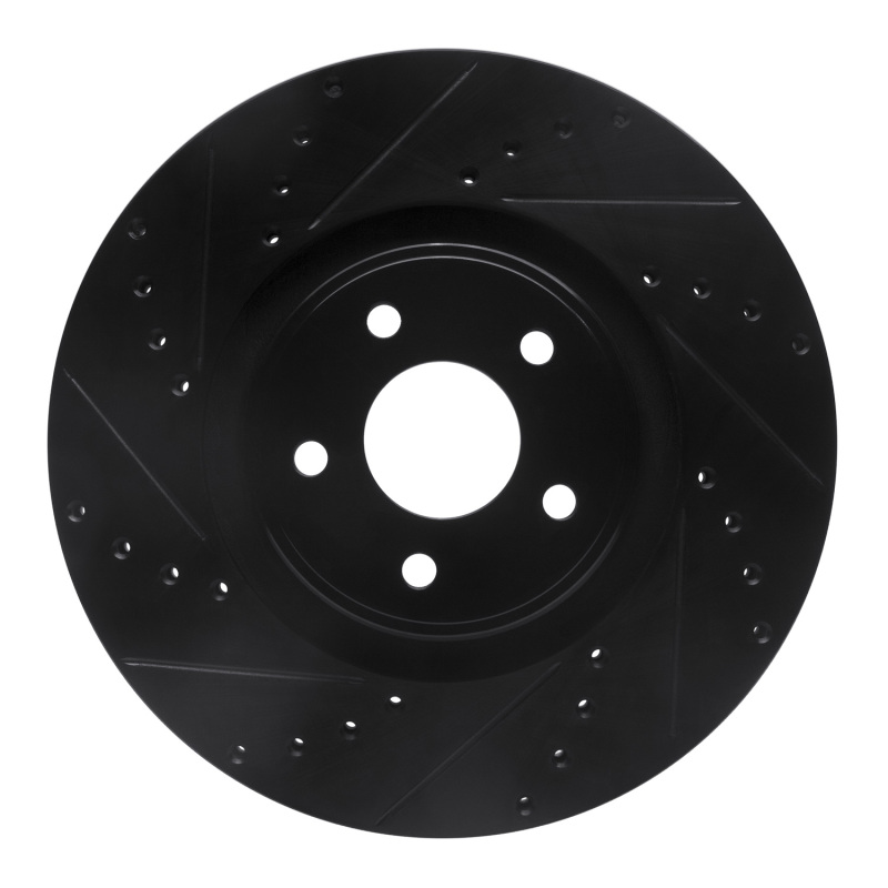 Ford Focus Brake Rotor (1) - Front Left - R1 Concepts - Drilled & Slotted - Black - `14-`19